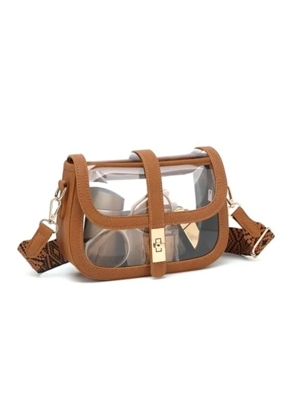 Clear Crossbody Bag Stadium Approved PVC Faux Leather Concert Purse